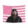 VIKAMA Pink American Flag Tapestry Pop Music Idol Wall Decoration Bedroom Dormitory and Music Fan Room Decoration