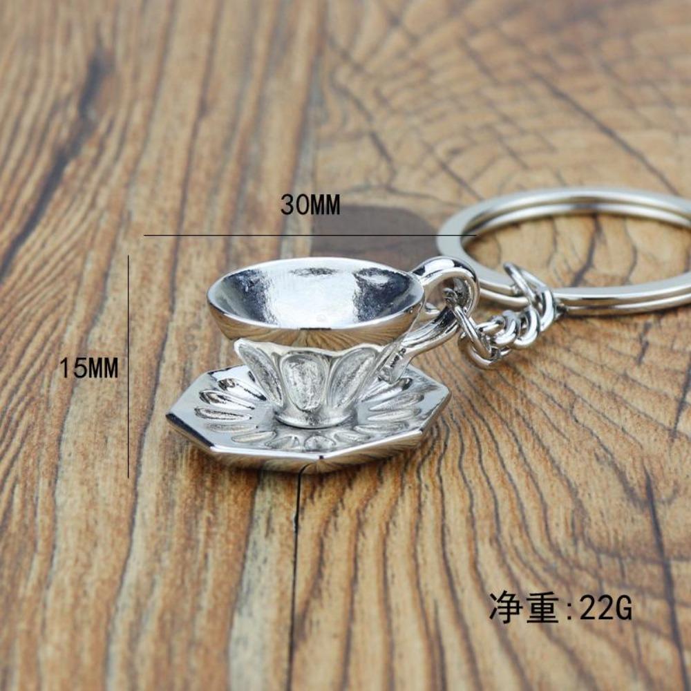 3D Mini Legierung Metall Kaffeeausrüstung Schlüsselanhänger Moka Kanne Kaffeetasse Eimer Schlüsselanhänger Café Geschenk für Kaffeeliebhaber Schlüsselanhänger Anhänger