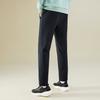 Anta KT Series Solid Color Logo Mid-Waist Fleece Straight Leg Casual Pants Men bottoms Black 952241520-1