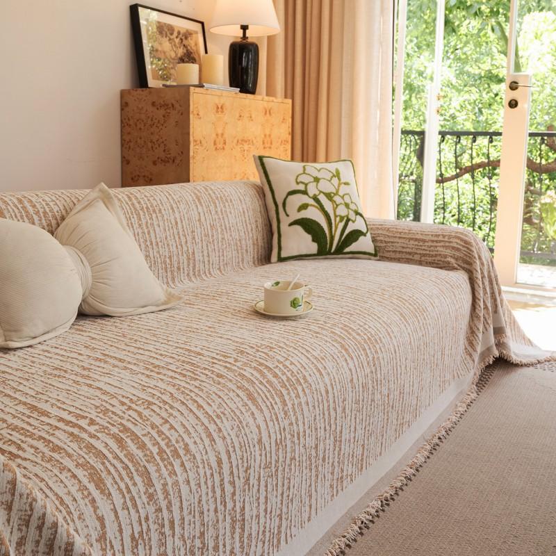 Creamy Chic Sofa Cover Slipcover Snowball Chenille Full Coverage Modern Minimalist Protector Living Room
