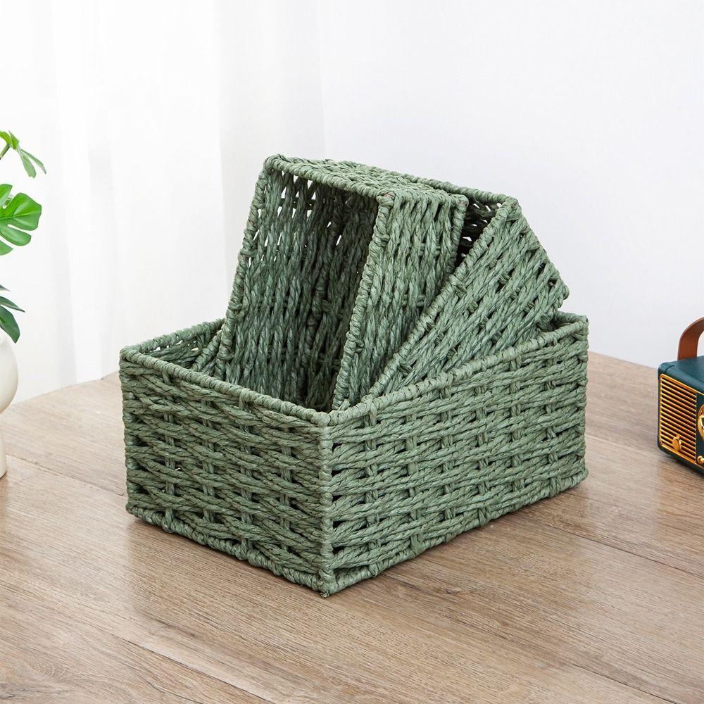 Handmade Cosmetics Storage Box Rectangular Coffee Table Storage Basket  Living Room