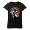 Jimi Hendrix Colorful Photo Playing Guitar Womans Fitted T Shirt Rock Music