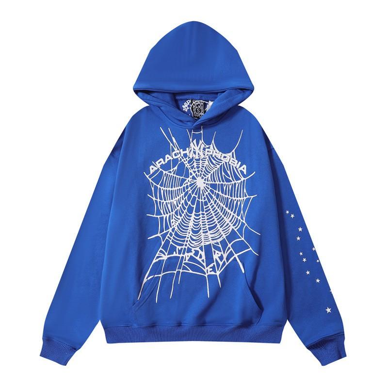 Sp5der Hoodie Unisex Oversized Cotton Pullover With Foil Letter Print Fall Casual Streetwear