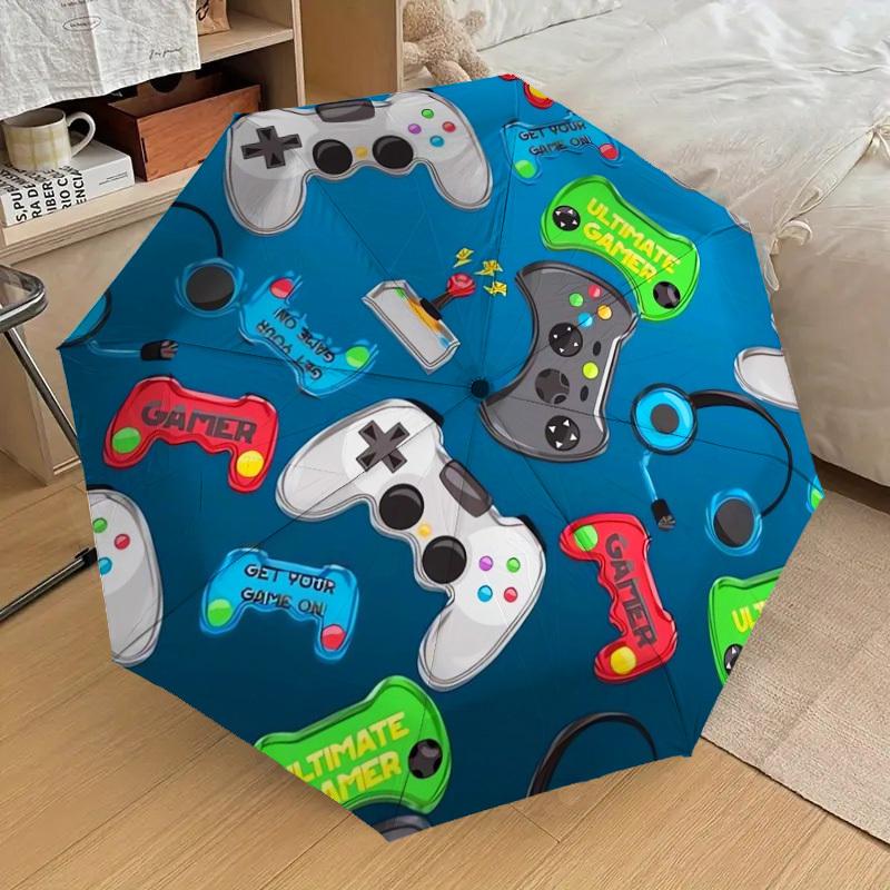 1pc Video Game Controllers Pattern Umbrella with Plastic Handle,Suitable for All Seasons Home Travel Outdoor UmbrellaDD477