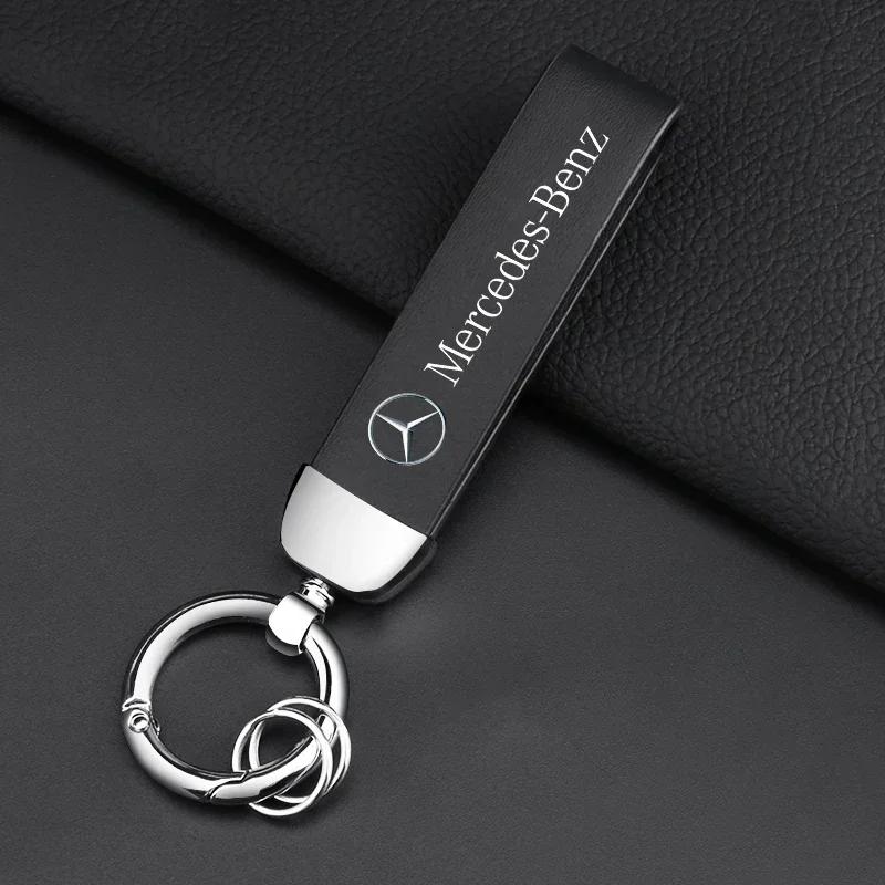 Metal/Leather Car Styling Keychain Key Chain Rings Accessories For Mercedes Benz AMG A B C E S Class GLC GLK GLE GLA CLA GLB CLS