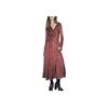 Zara Besticktes Jacquard-Midi-V-Ausschnitt-Langarmkleid Damenkleider Bordeaux 7521270-606