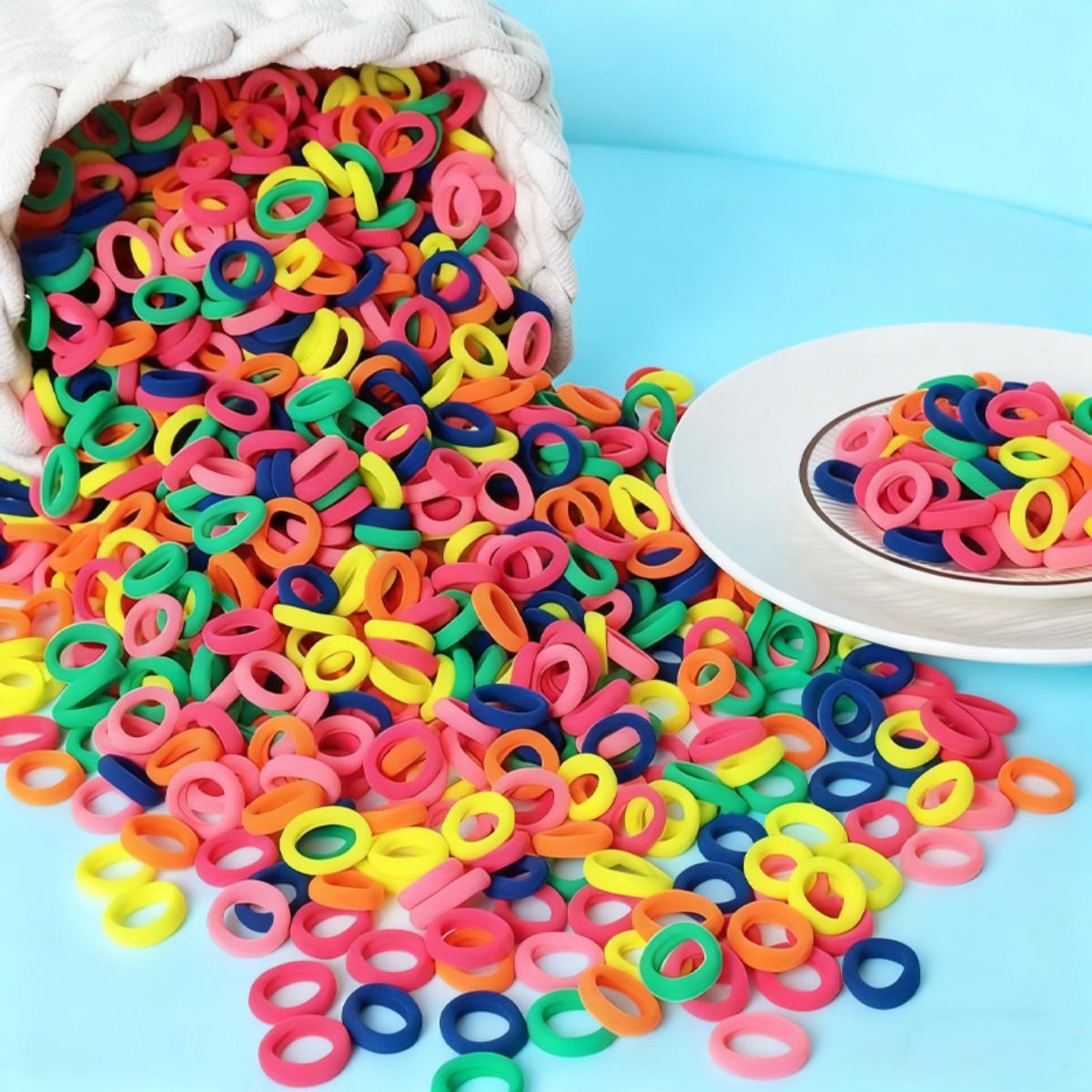 

500 Pack Multicolor Elastic Ponytail Holders, Basic Classic Hair Ties for Daily Wear флуоресцентний жовтий колір