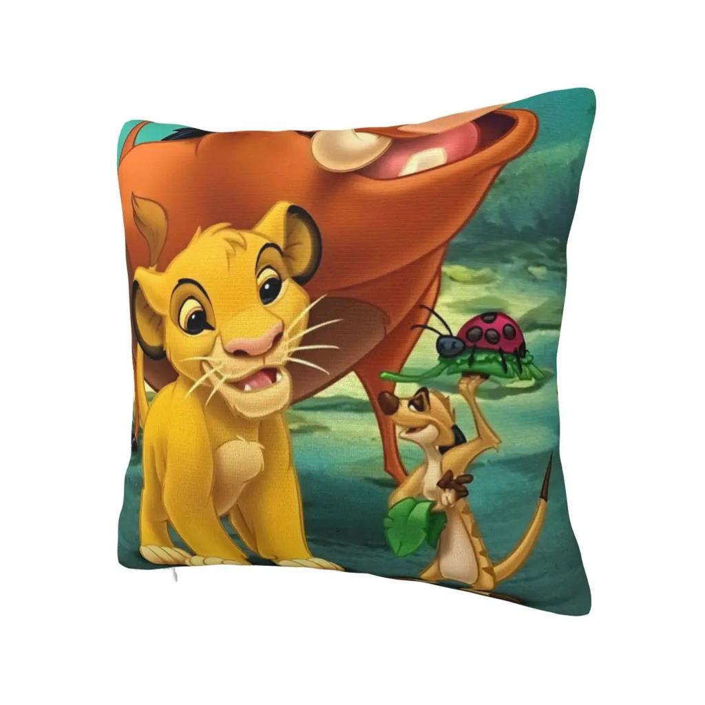 Tryckt Lejonkungen Simba Tecknad Kuddfodral Tyg Kuddöverdrag Gåva Hakuna Matata Kuddfodral Överdrag Stol Dragkedja 45*45cm