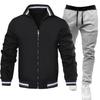 Men's Casual Trend Jacket Sports Solid Color Set