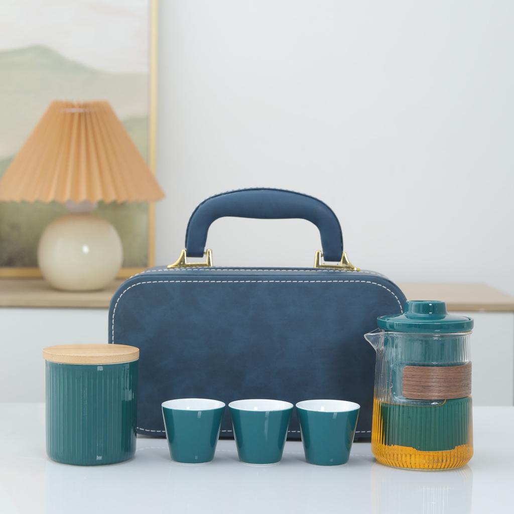 Ceramic Outdoor Camping Portable Travel Tea Set Business Company Bank Souvenir Gift Set