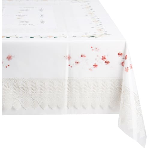 MEIWA Seine Print Lace Tablecloth (Single Sheet), 135cm x 185cm, Pink, 694488