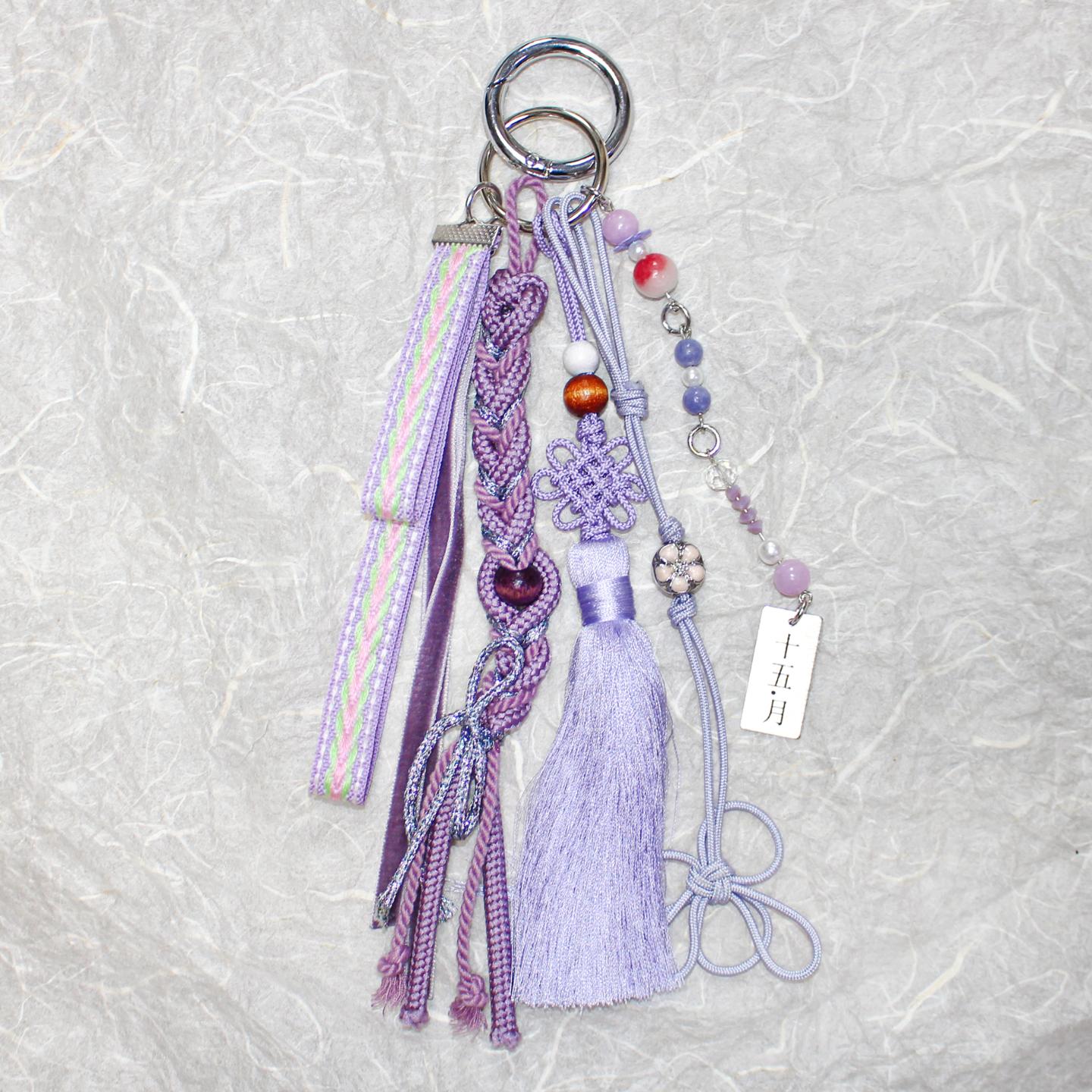 

Korean Flower Grass Keychain - Pastel Purple Spring Blossom Design 24cm