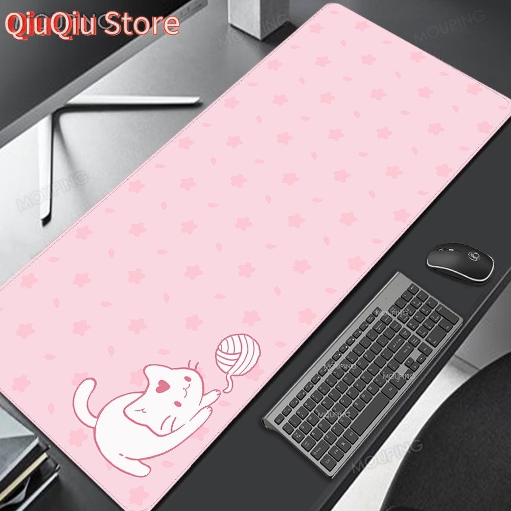 Cartoon Cat Mousepad Gamer Girl Office Carpet Kawaii Cute Desk Accessories Pink Deskmat Mouse Pad Anime Keyboard Computer Mouse