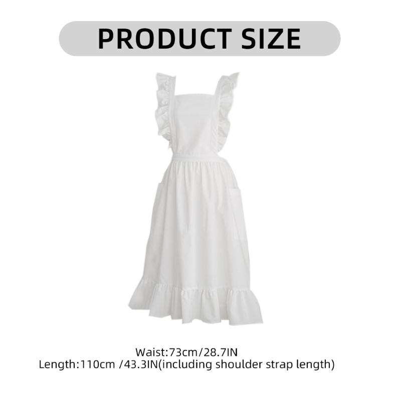 Cotton Linen Apron with Pocket Cooking Apron Waitress Servant Apron Women Kitchen Apron for Cooking Gardening