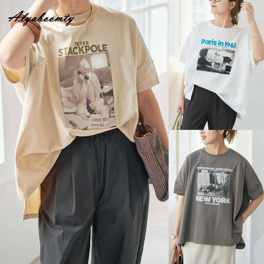 Koreańska Moda Duże Rozmiary Letnia Damska Podstawowy Top Krótki Okrągły Dekolt Morelowy Szary Biały Nadruk z Literami Oversize T-shirt Rękawy nietoperzowe Casual Luźny Bawełniany T-shirt