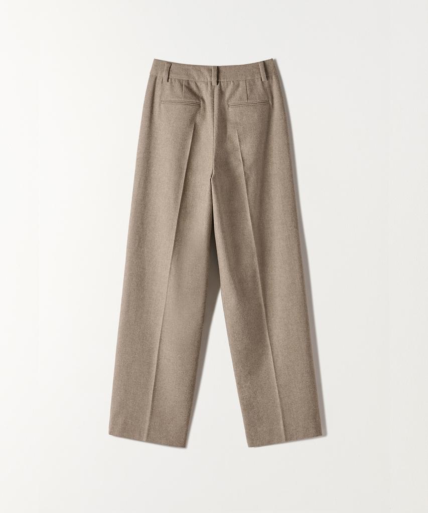 Tudument Wool One-Tuck Wide Slacks Beige
