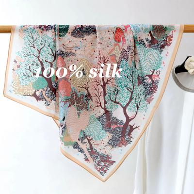 Hangzhou 100% Natural Silk Scarf Women Foulard Female Shawl Wrap High Quality Neckerchief Hijab Bandana Square Elegant Scarves