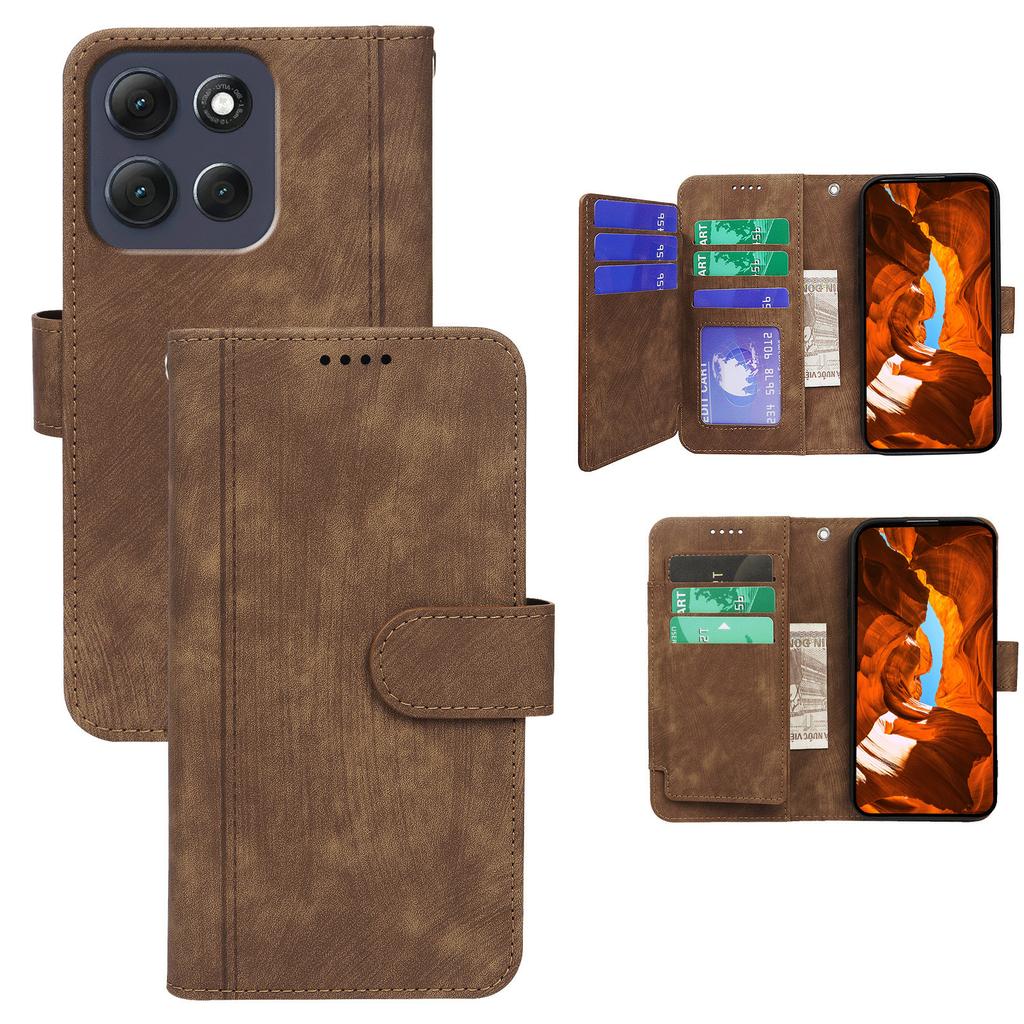 For Motorola Moto G86 5G Leather Case Line Pattern Wallet Phone Cover with 9 Card Slots