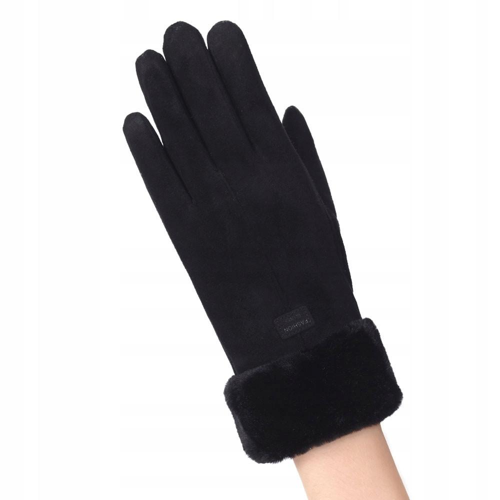 Women's Leather Gloves Touchscreen Black R03