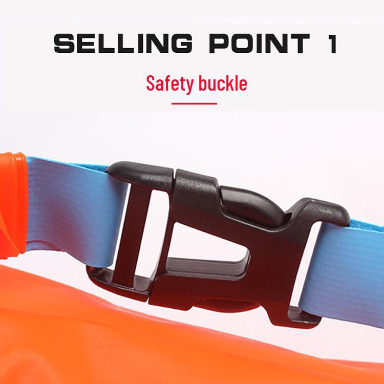 Inflatable Buoy Swim Bag with Storage Compartment - Single Air Chamber Floating Safety Accessory