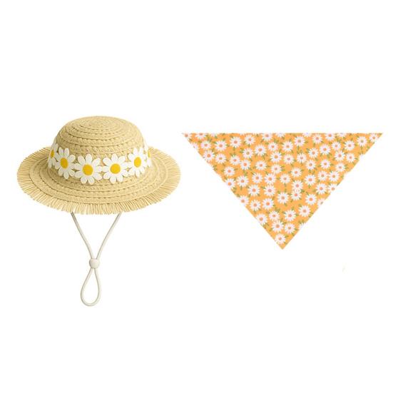 Pastoral Style Goose Bonnet Hat Triangle Scarf Flower Pattern Bright Color Porch Goose Costume Farmhouse Photo Prop