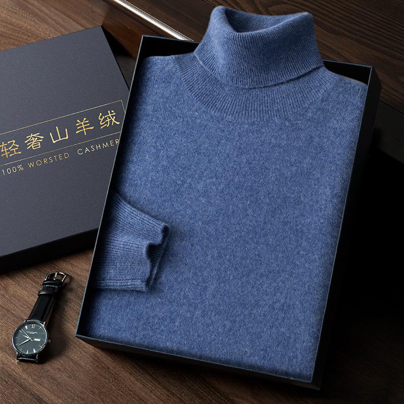 Men's Business Casual High Turtleneck Pure Cashmere Sweater