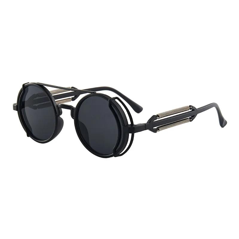 Retro Round Steampunk Sunglasses Men Women Plastic Frame Black Lens Sun Glasses Unisex Outdoor Riding Running Sportd Sunglasses