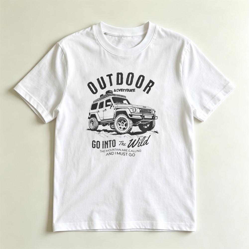 Outdoor Adventure Go Into The Wild Vintage Suv Casual Graphic Tshirt Adventure Lover Gift Tshirt Unisex Unisex Casual Cotton Tops
