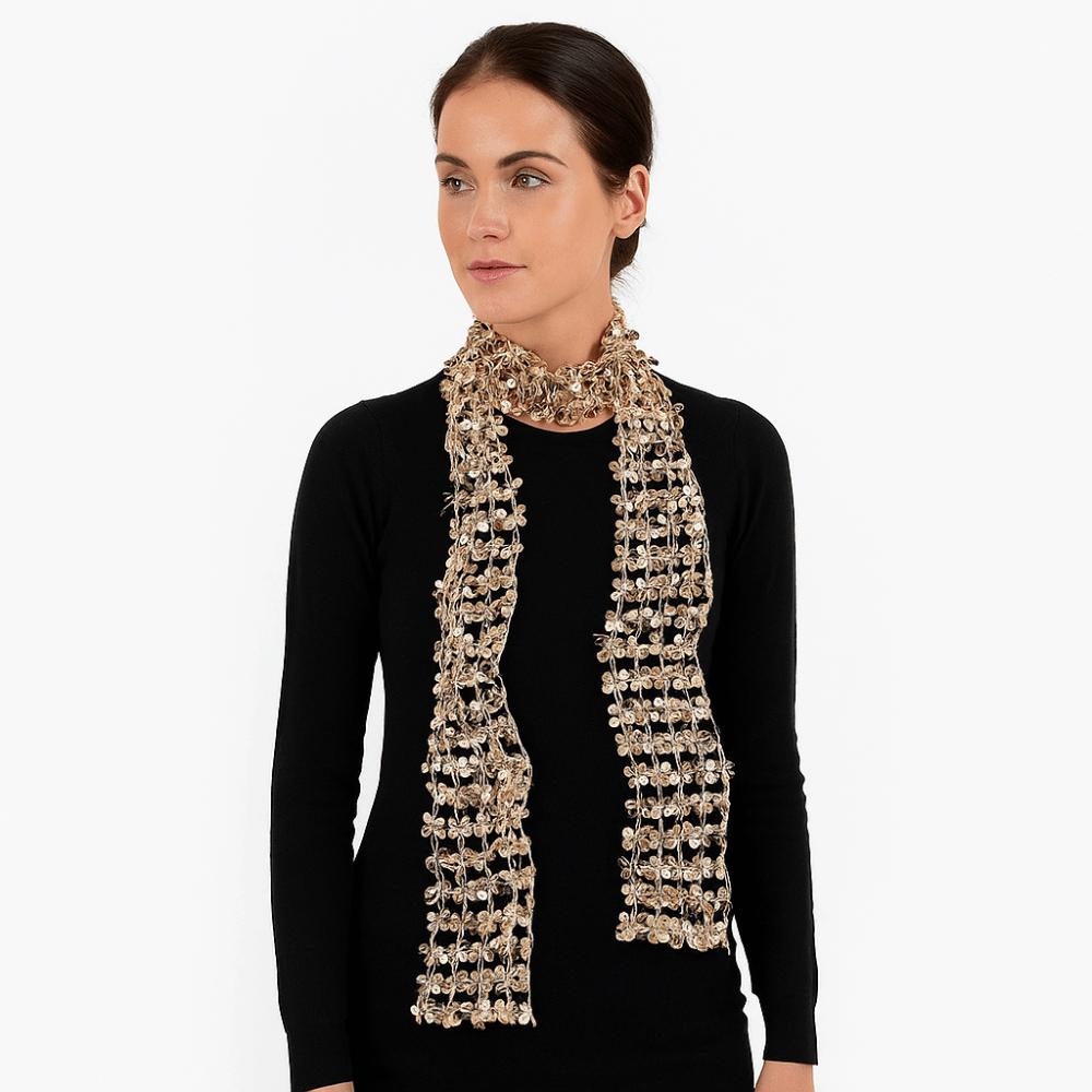 Flower Shape Belly Dancing Scarf Tassel Waist Chain Shiny Sequin Scarf  Party