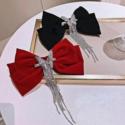High End Bow Tassel Ribbon Hair Clip for Women's Fashionable and Elegant Headwear for Girls Gorgeous Style Accessories Gifts