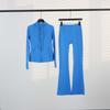 LU Womens Hooded Jacket Flared Pants Set Define Slim Fit Yoga Activewear