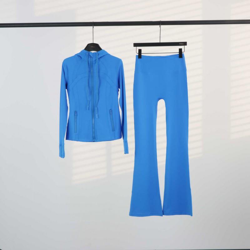 LU Womens Hooded Jacket Flared Pants Set Define Slim Fit Yoga Activewear