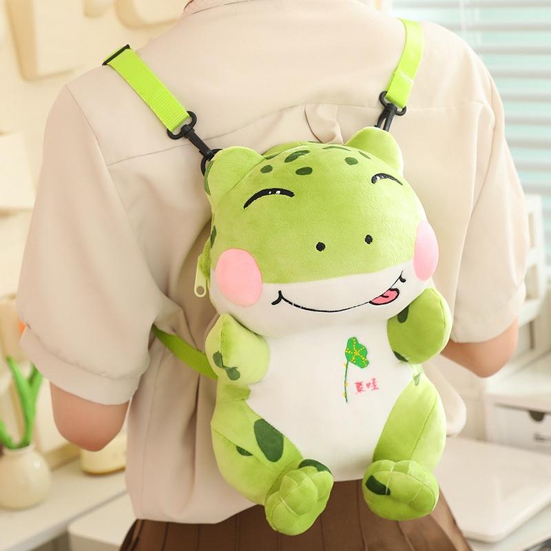 Cute Smiling Frog Plush Doll Doll Baby Backpack Birthday Gift Children's Doll Machine Doll