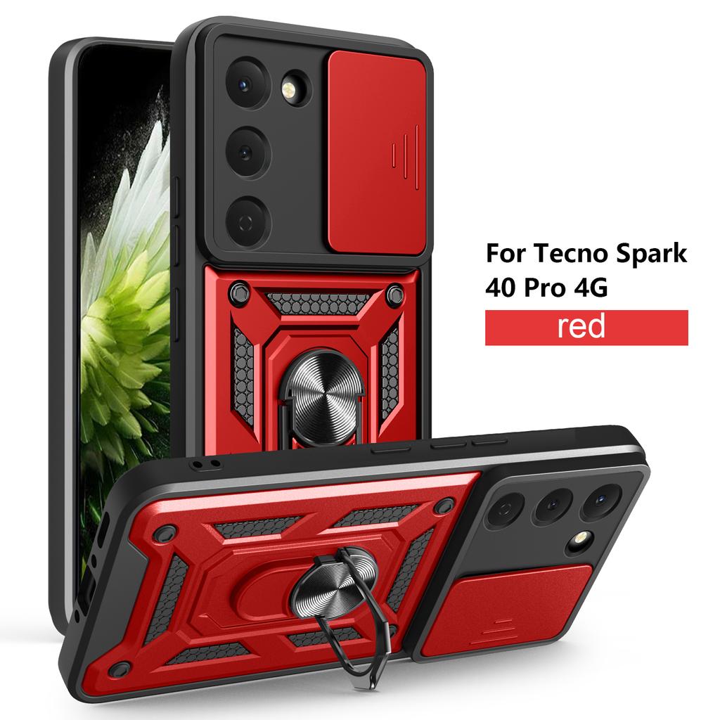 For Tecno Spark 40 Pro Case Tecno Spark 40 Pro Cover Magnetic Ring Holder Armor Phone Case Slide Camera Protect Back Cover