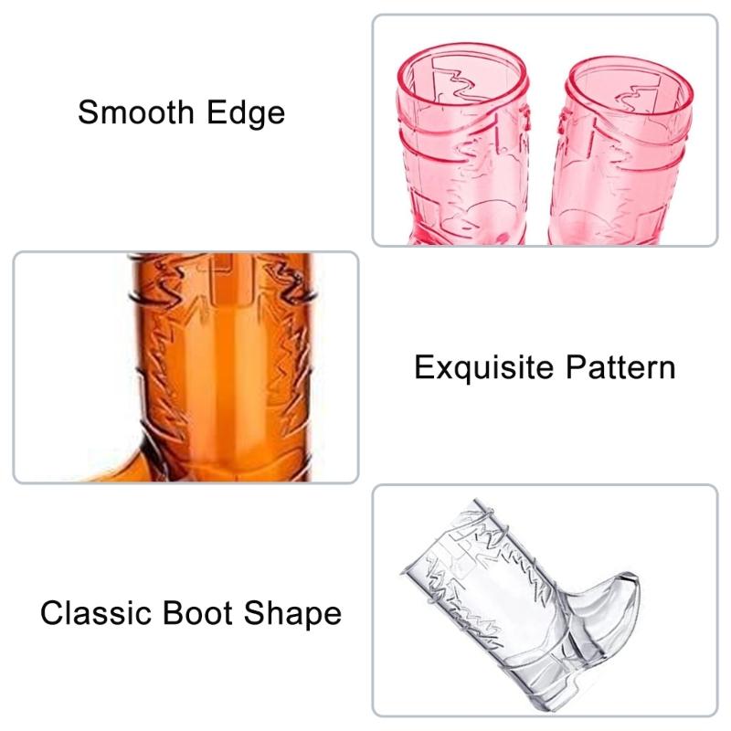 6Pcs Drinking Cups Plastic Shot Glasses Cowboy Boot Shape Plastic Party Cups Plastic Beer Cup Western Party Supplies