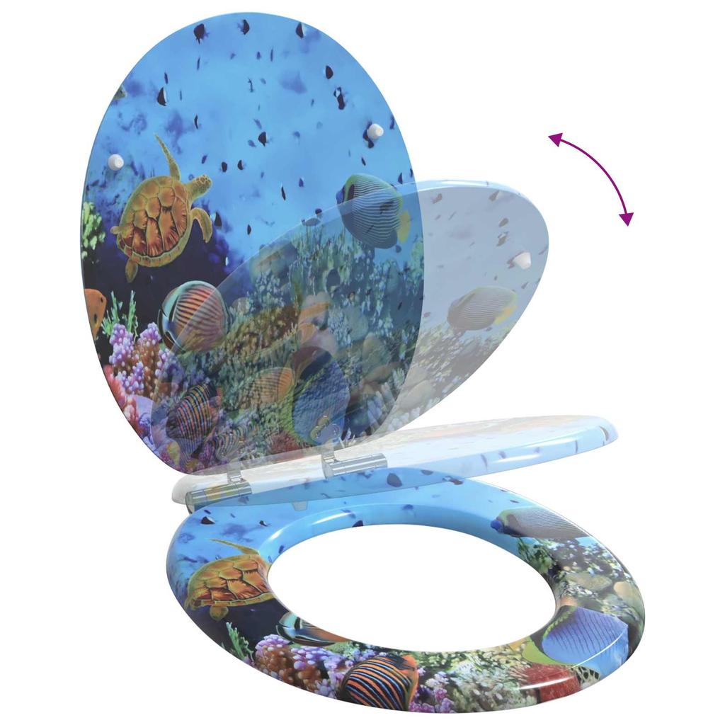 Soft Close Toilet Seat Set 2 pcs Deep Ocean Blue 44 x 38 cm