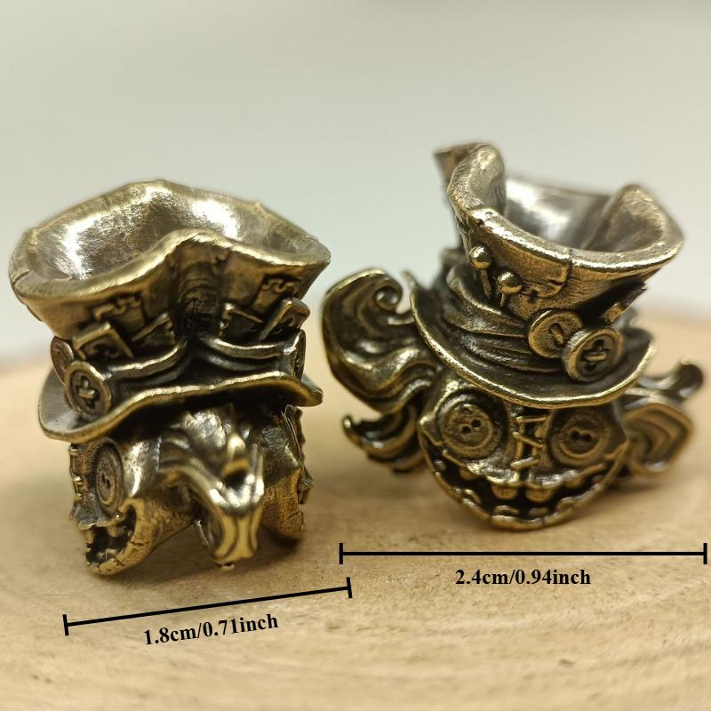 1pcs Antique Copper Double Sided Puppet Keychain Home Decorations Pendant Backpack Charms Antique Brass Vintage Crafts