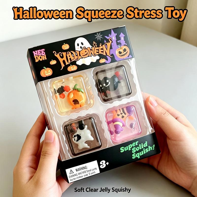 NEEDOH Little 4-pack Set Nice Cube Stress Relief Squishy Cube Anti-Anxiety Squeeze Object Fidget Collectible Getaway Tokens Set Recent