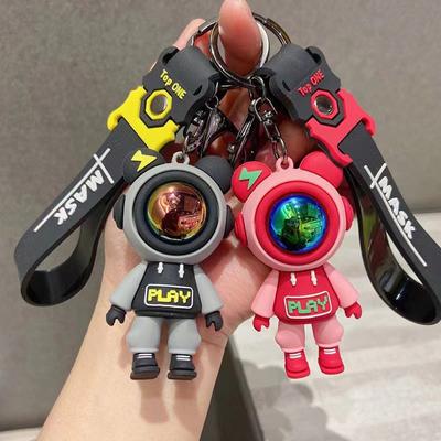 Llavero de Oso Rayo de Dibujos Animados Muñeco Oso Astronauta Llavero Colgante para Bolso Cadena de Llaves Pareja Llavero de Coche Joyería para Bolso Regalo