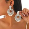 Retro Old Water Corrugated Stud Earrings Personalized Exaggerated Geometric Metal Thread Earrings Earrings