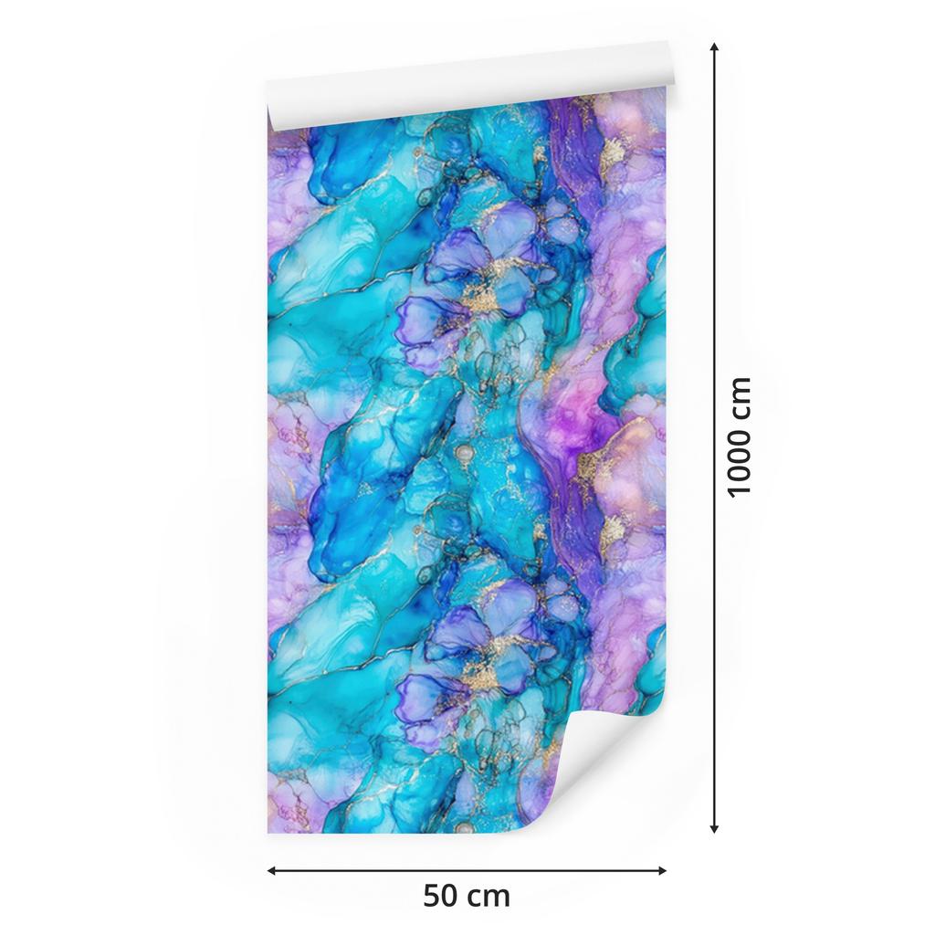 Ink Wallpaper Turquoise, Blue and Lavender for Living Room and Bedroom 50x1000