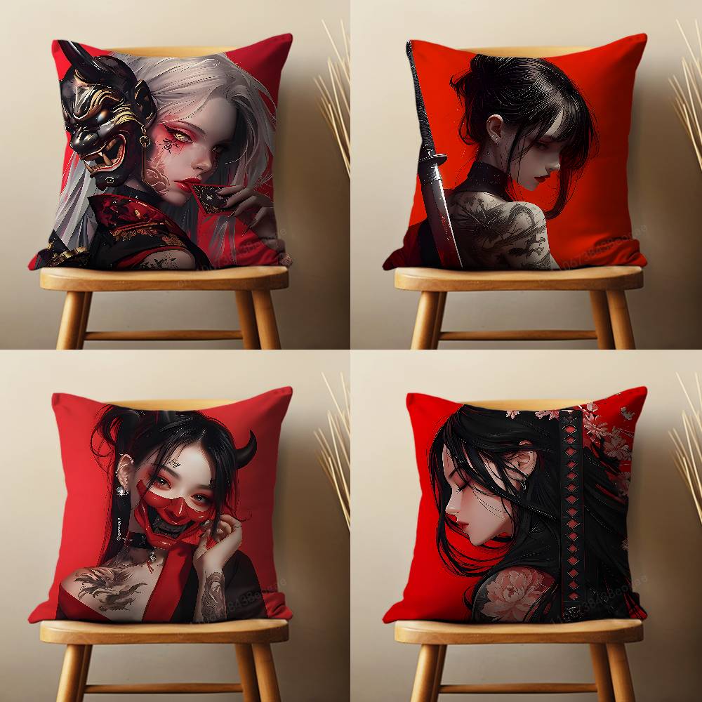 Cool Art Warrior Woman Throw Pillow Case For 45*45cm,55*55cm,30*30cm,Car Pillowcase Home Bedchamber Decor Gift