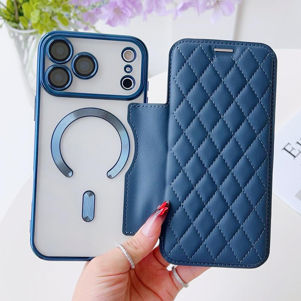 Flip Cover Vergoldet Transparent Magnetisch Faltbar Leder Geldbörse Hülle Für iPhone 17 16 15 14 13 12 11 Pro Max Steckplatz Karten Tasche Halter Abdeckung