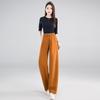 Women's Stylish Elastic Waist Wide-Leg Pants - Spring/Autumn 2026 Lace-Up Casual Drape