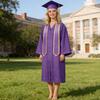 Academic Graduation Gown Set Breathable V-Neck Uniform for School Long Sleeve Polyester Soft Ceremony Diploma Photography