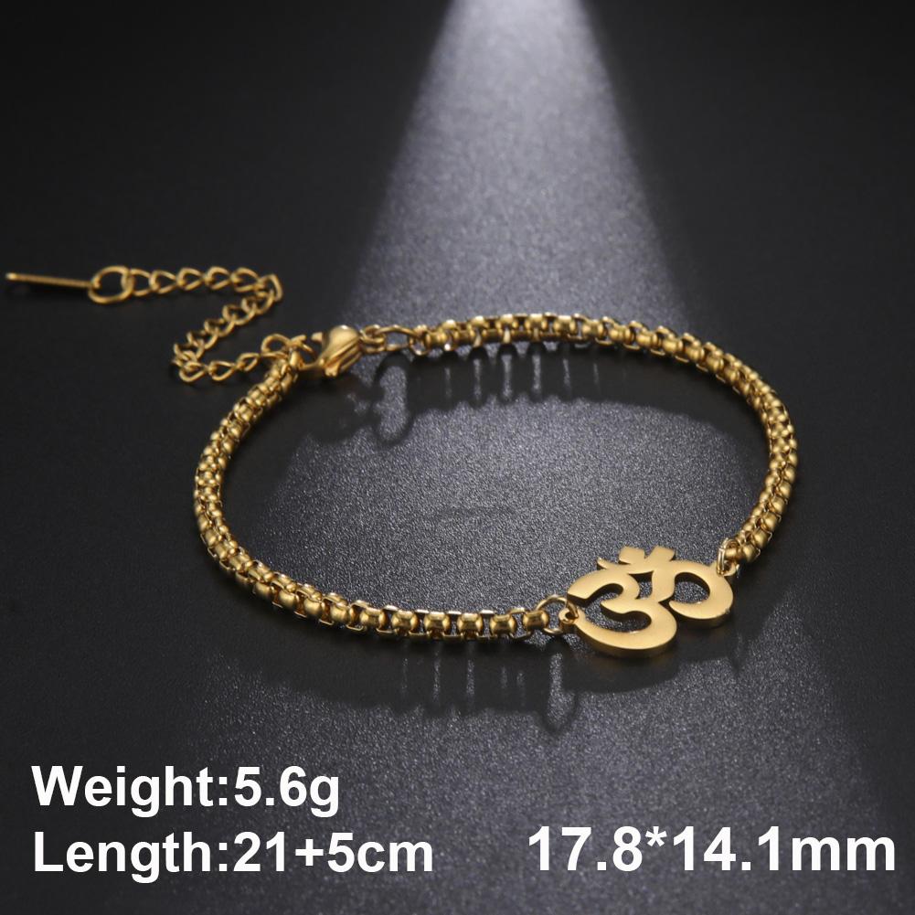 Dawapara Aum Om Ohm Sanskrit Symbol Anklets Bracelet Hindu Yoga Ankle Chain Bracelets Stainless Steel Spiritual Jewelry