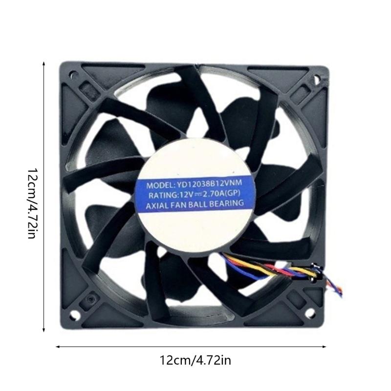120mm 6000RPM Cooling Fan 12V 2.7A Low Noise Cooling Case Fan Replacement Part for PC Desktop Receiver Accessories