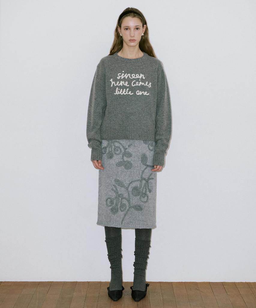 SINOON Lettering Pullover Knit (Melange Gray)
