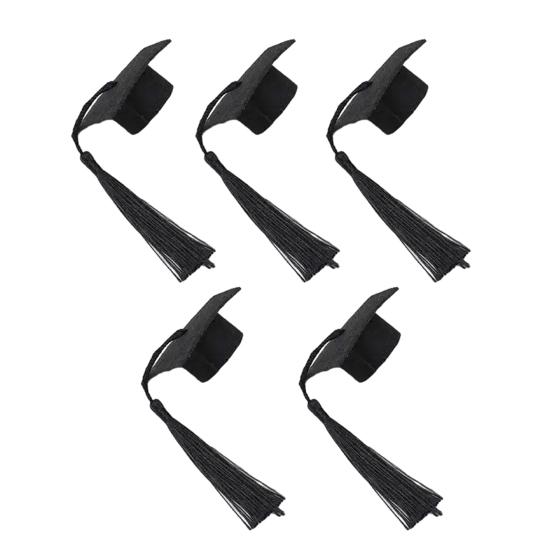 Mini Felt Graduation Cap Tassel Set DIY Party Decor for Bottles Cupcakes Cake Toppers Wine Bottle Accessories for Graduation Ceremony Photo Props