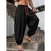 Men's Loose-fit Harem Pants, Elastic Drawstring Waist, Non-stretch Casual Lantern Trousers, Lightweight Quick-dry